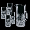 30 Oz. Crystal Denby Pitcher w/ 4 Hiball Glasses